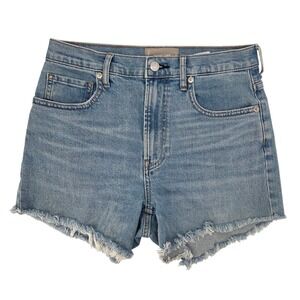 Everlane The Cheeky Jean Shorts 29 Light Wash High Rise Raw Hem Casual Summer